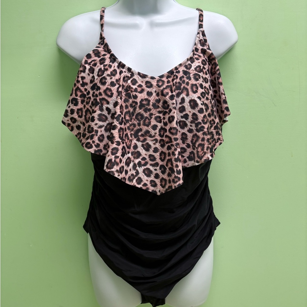 Leopard Print Ruffle Swimsuit